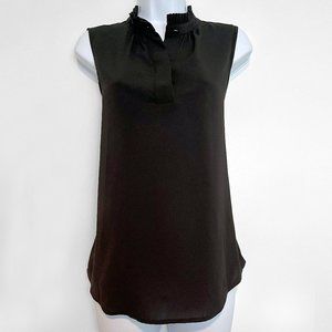 Calvin Klein Ruffle Stand Collar Sleeveless Top